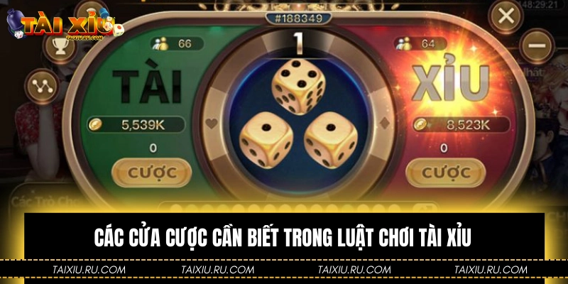 Các cửa cược cần biết trong luật chơi Tài Xỉu